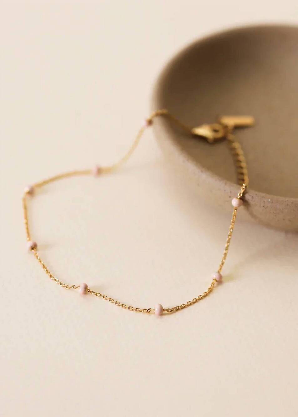 NEW JAXKELLY women's enamel anklet in petal pink